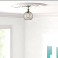 White and Polished Chrome Semi Flush Mount Light J7338