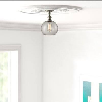 White and Polished Chrome Semi Flush Mount Light J7338