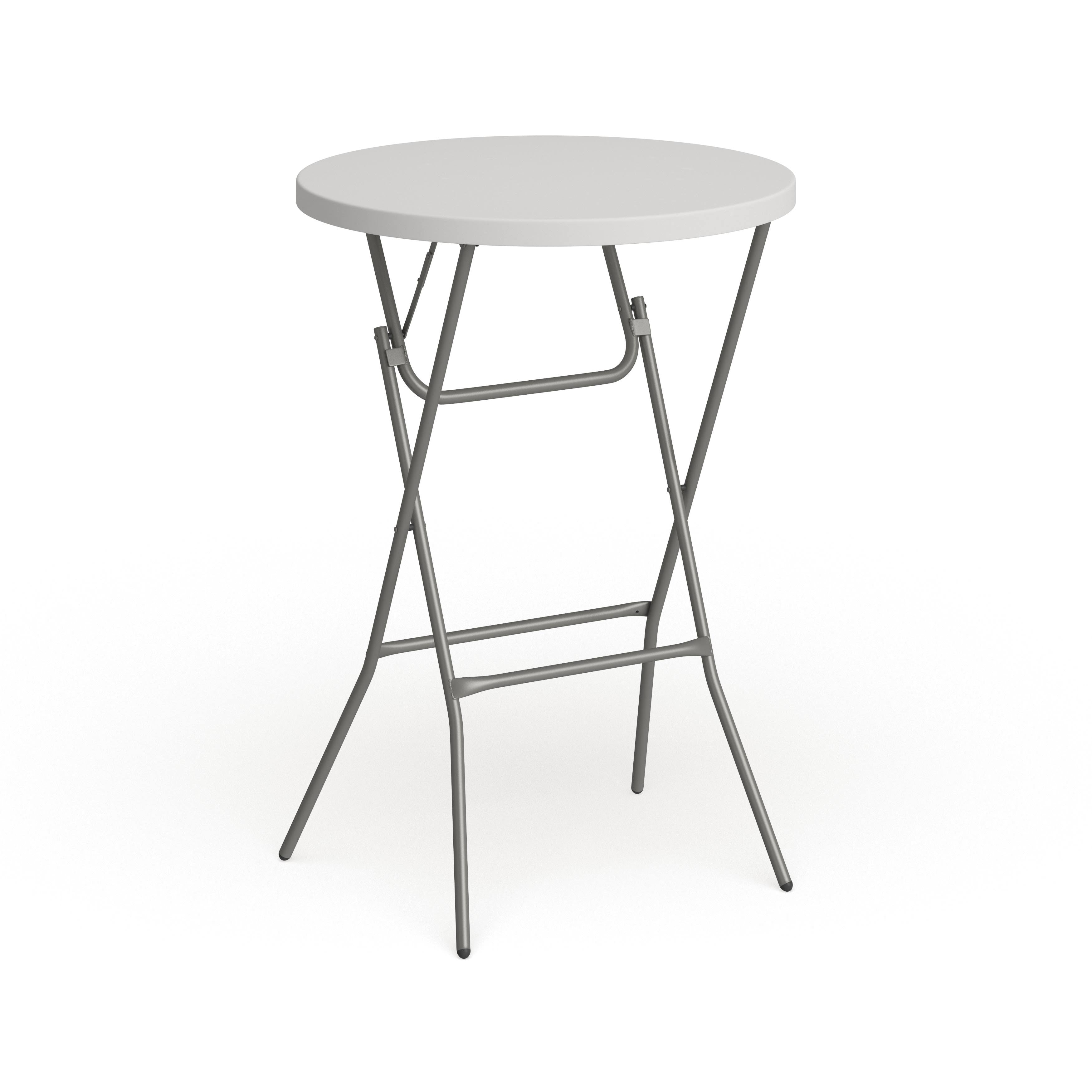 32-Inch Round Granite White Plastic Bar Height Folding Table L419865