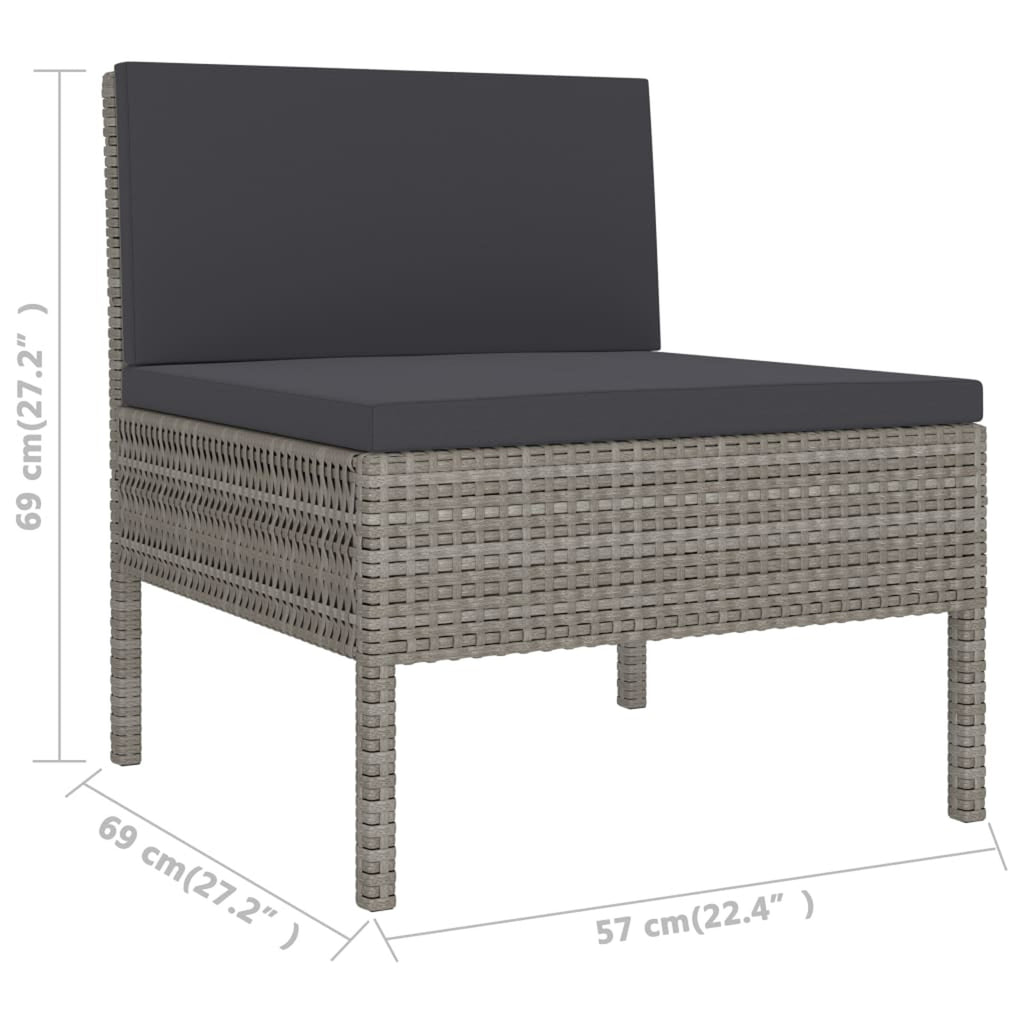3 Piece Poly Rattan Outdoor Sectional Sofa Set with Cushions Steel Frame X12152