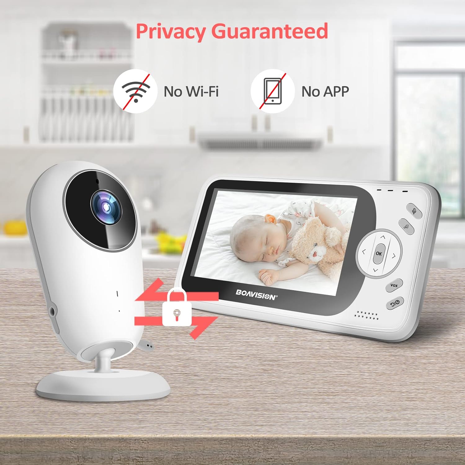 Video Baby Monitor with Camera and Audio, 4.3 inch IPS Screen, Night Vision, Pack of 2 A196611