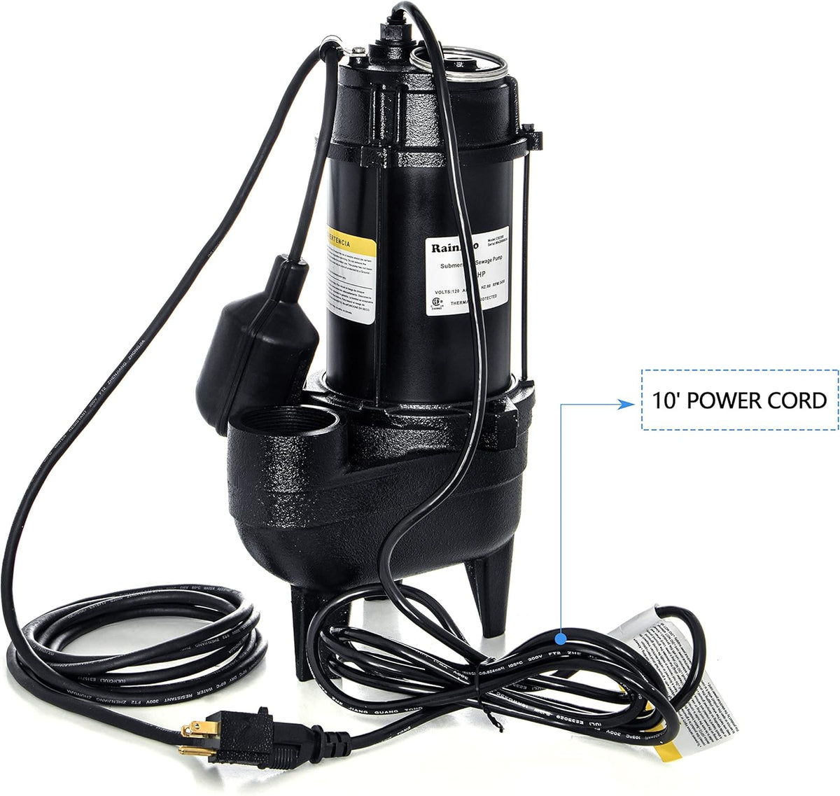 Cast iron submersible sewage pump with tether float switch S1679