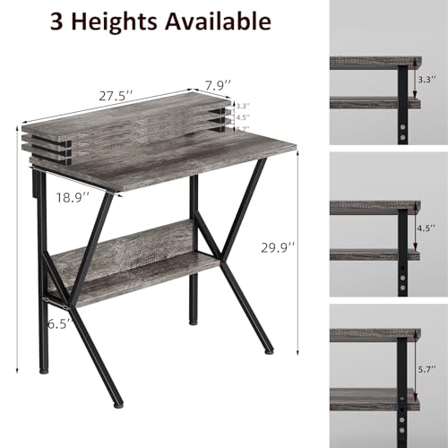 Small Desk with Adjustable Monitor Stand, Grey Y7740