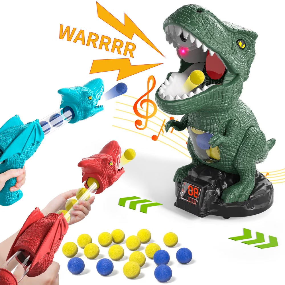 Spray Dinosaur Shooting Toys with 2 Pump Guns, 24 Foam Balls U329