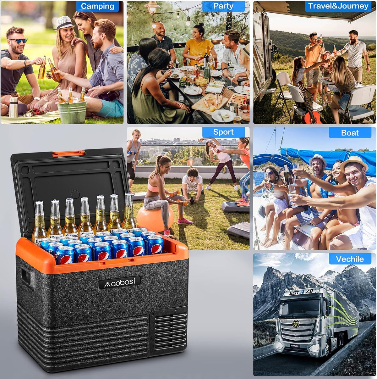 42 Quart (40L) Portable Car Refrigerator Freezer Single Zone Electric Compressor Cooler L78182