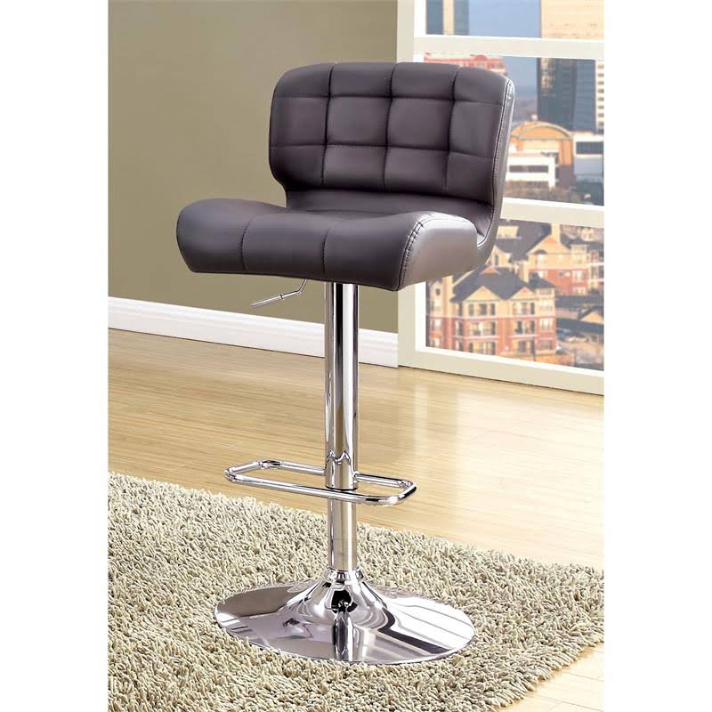 Gray Faux Leather Adjustable Barstool Set of 2 X6921