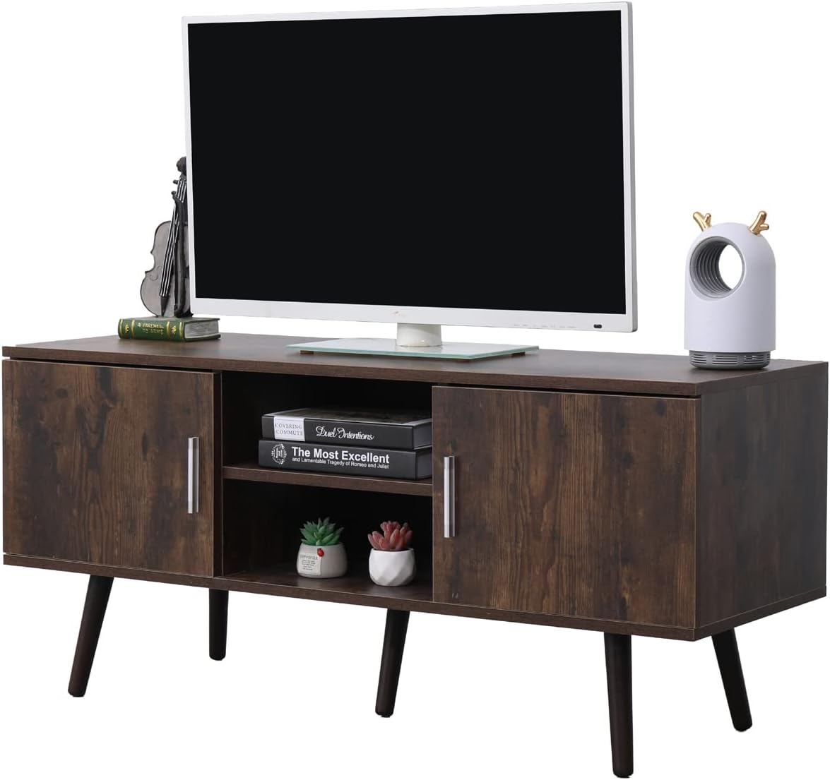 Mid-Century TV Stand, Rustic Brown D3029