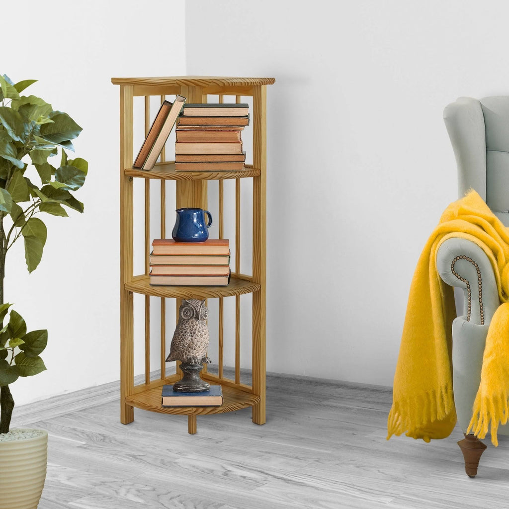 Truffle Brown 4-Shelf Corner Folding Bookcase V3982