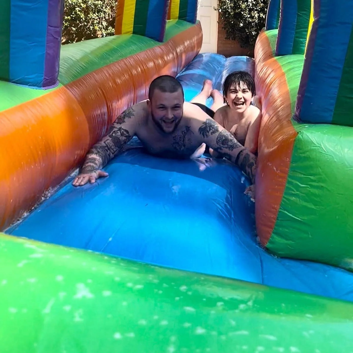 Rainbow Inflatable Slip and Slide with Blower E38288