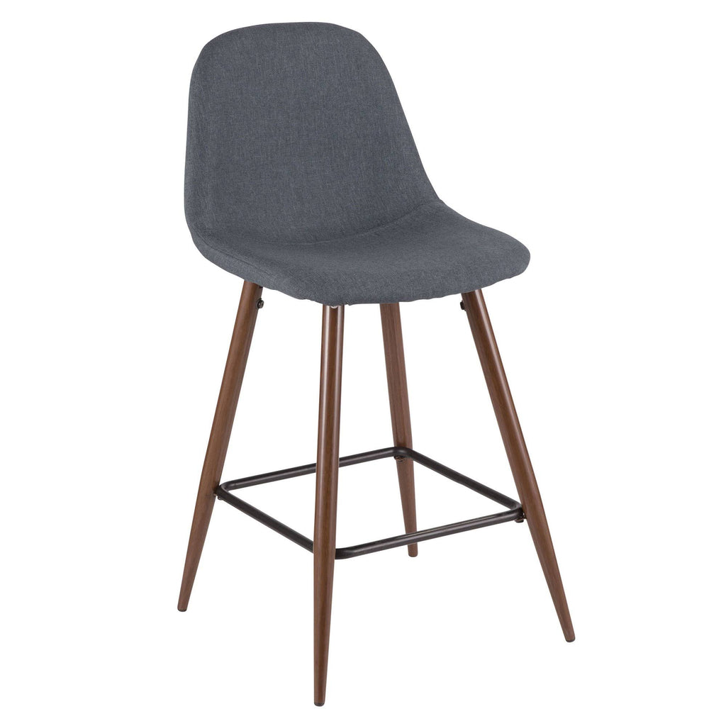 Walnut Metal Charcoal Fabric Counter Stool Set of 2 W738