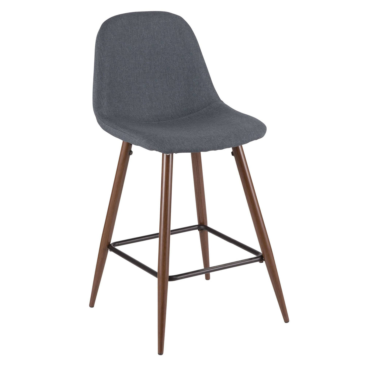 Walnut Metal Charcoal Fabric Counter Stool Set of 2 W738