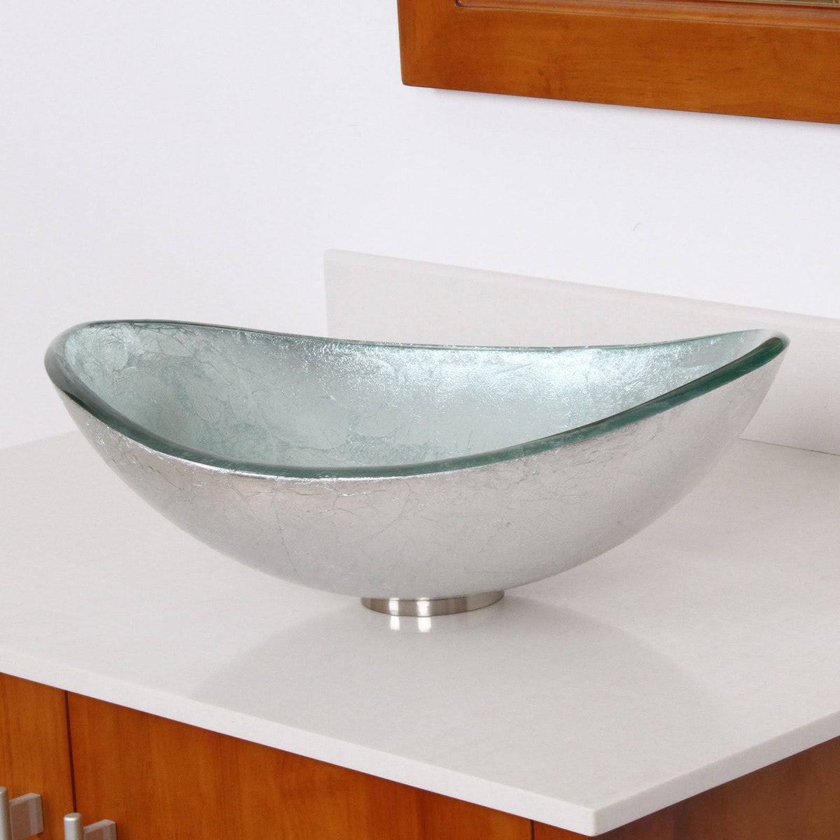 Oval Tempered Glass Bathroom Vessel Sink with Faucet, Oil Rubbed Bronze Finish Faucet S610