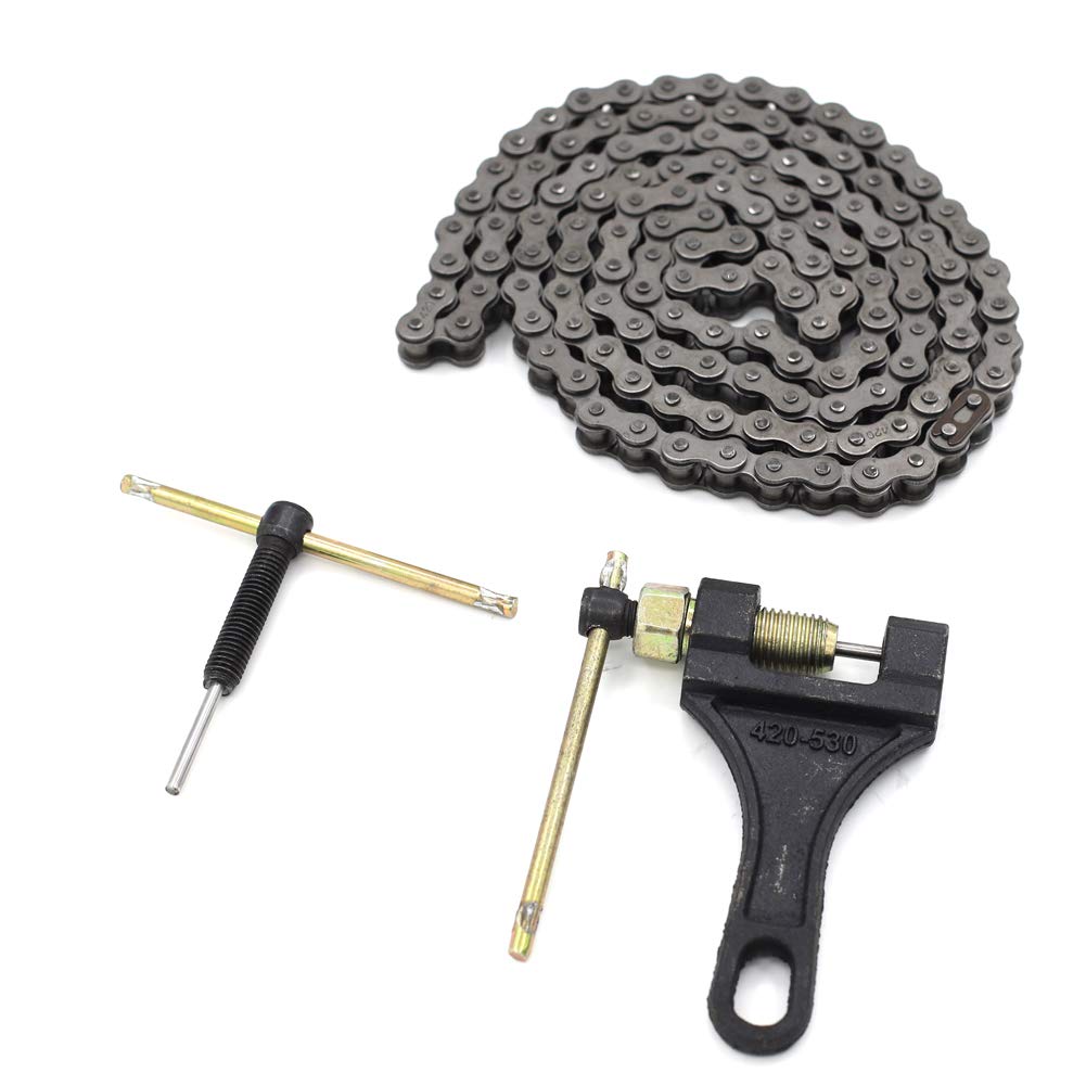 420 Roller Chain 132 Link with Chain Breaker, Pack of 2 D309