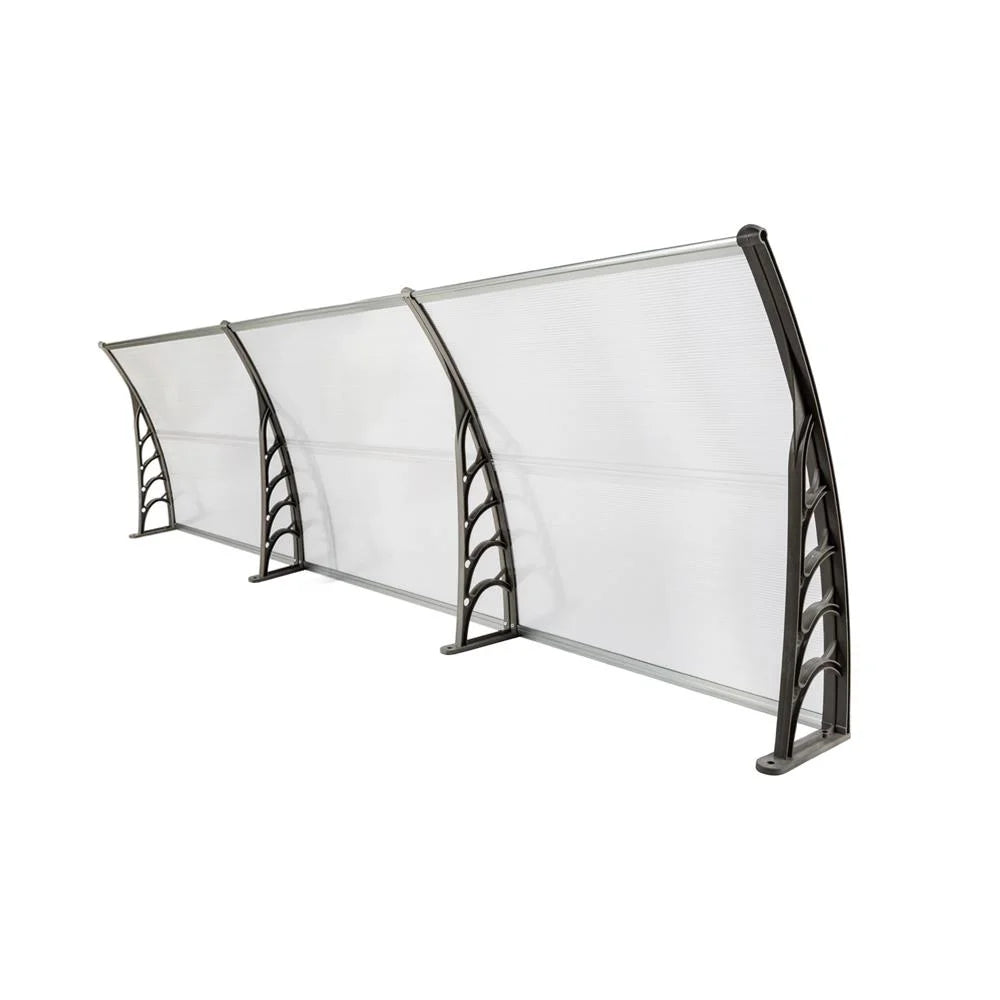 39.37" x 118.11" Door Window Patio Rain Cover Eaves Transparent Board & Gray Holder S23600