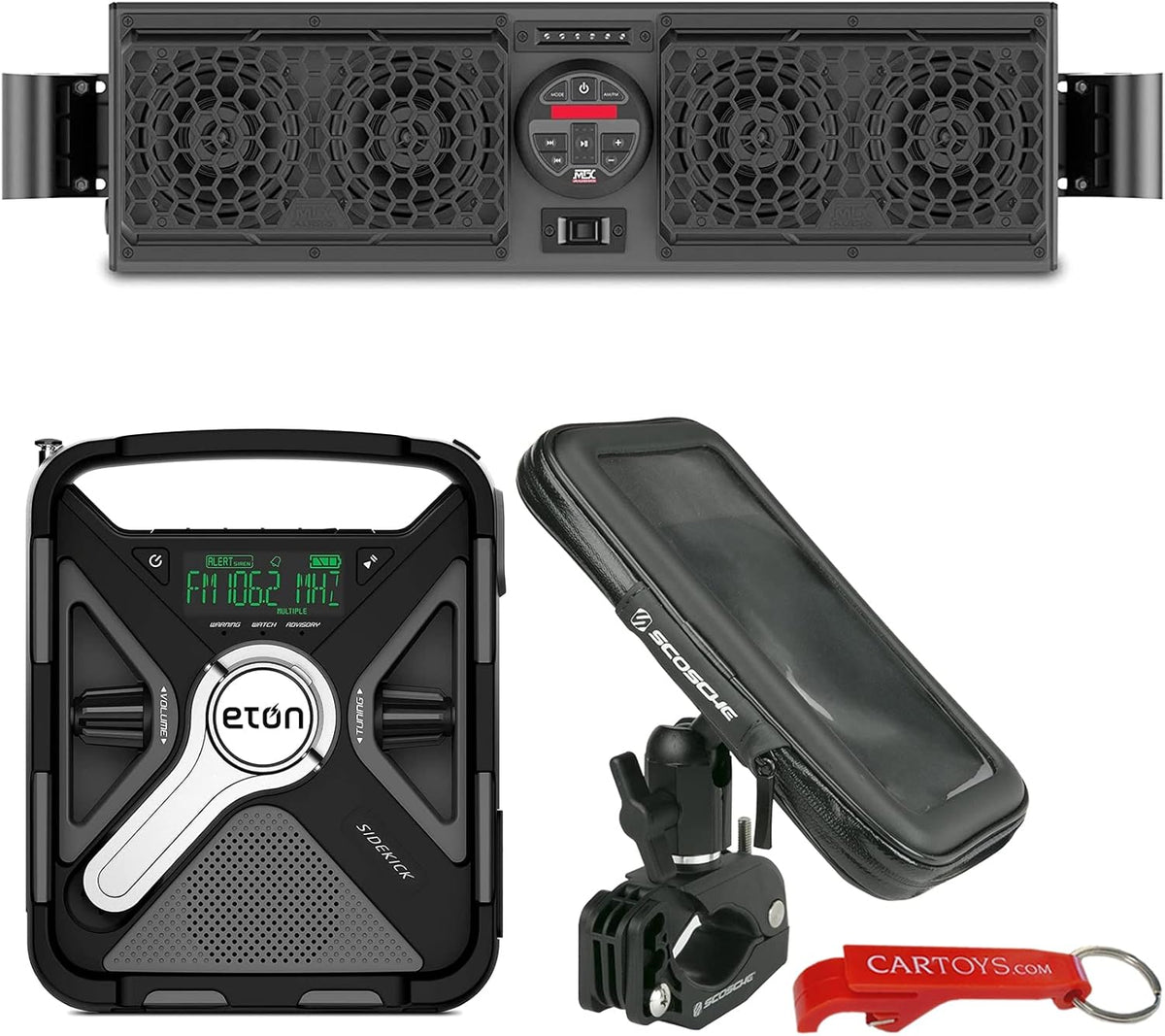 Bluetooth Overhead UTV Audio System with Weather Radio and Phone Mount A9188