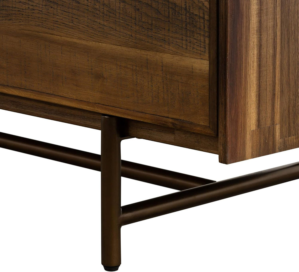 Mixed Wood Dining Buffet Cabinet Credenza Storage 62 Wide Matte Brass P9330