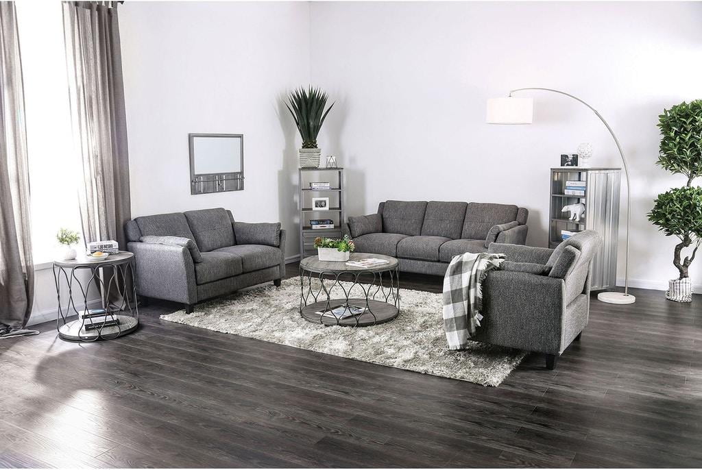 Gray Linen-like Fabric Sofa and Loveseat N5915