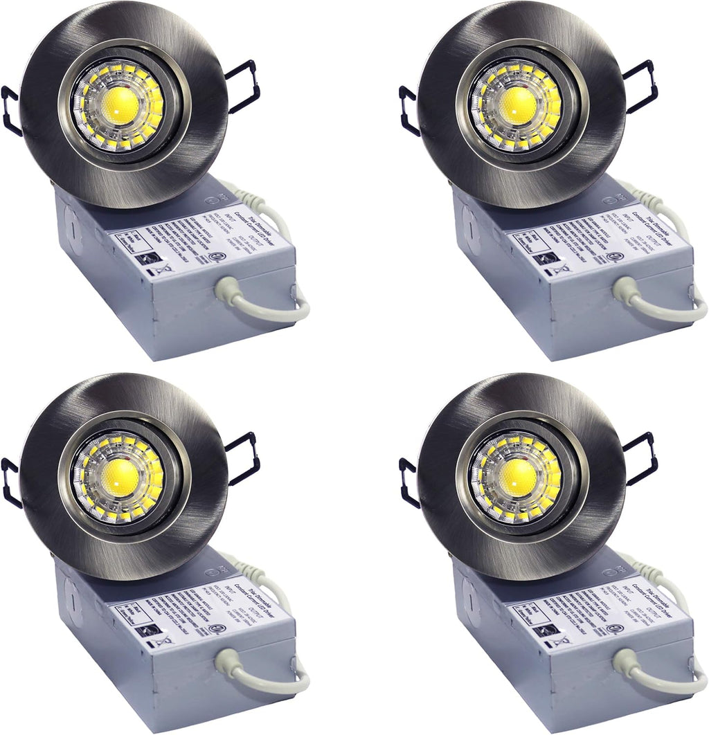 6-Pack 3 Inch 3000K LED Gimbal Downlight 8W 120V Dimmable 830Lm Brushed Nickel C161861