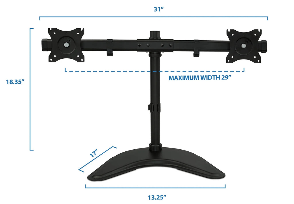 Free Standing Dual Monitor Stand for Two 19-27 Inch Computer Screens D4564