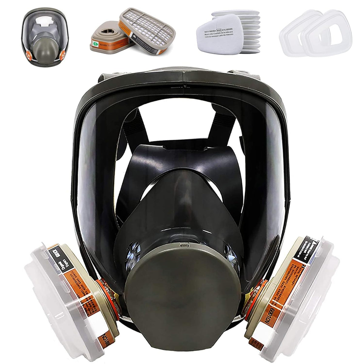 Full Face Reusable Respirator Gas Mask Pack of 2 B108906