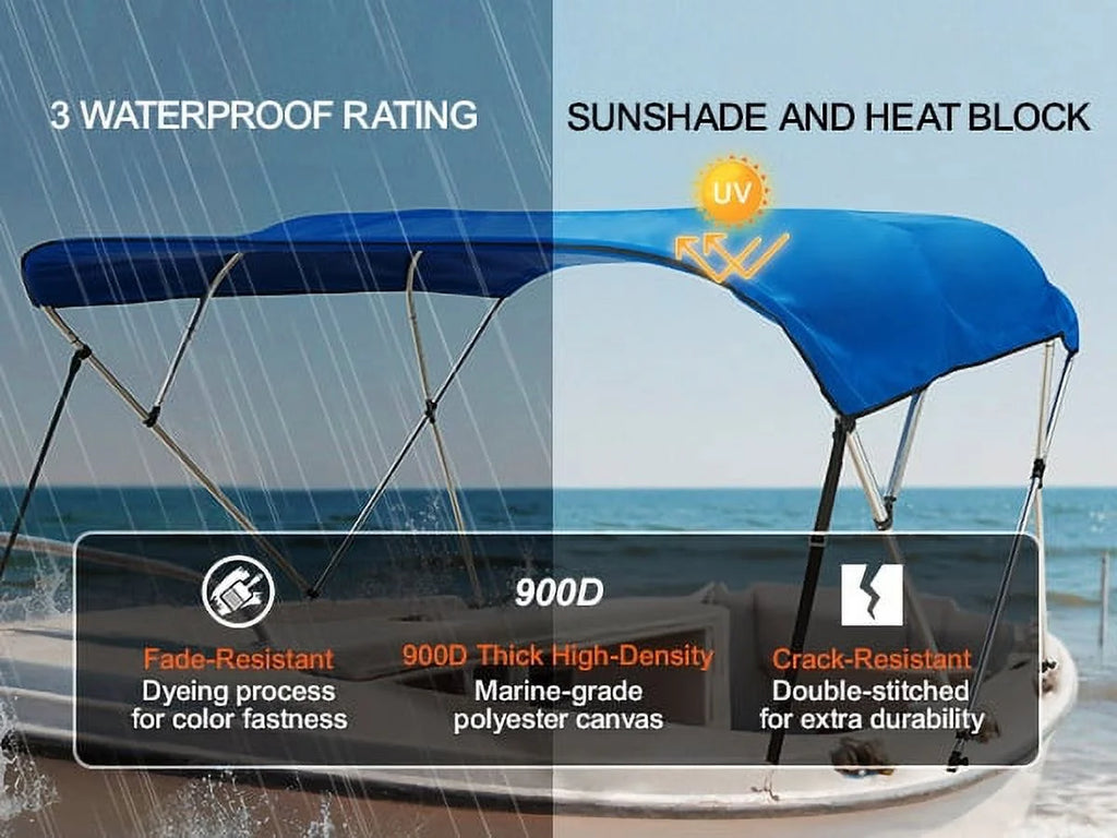 4 Bow Bimini Top Boat Cover 900D Polyester Aluminum Frame 91"-96" W J67575