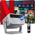 Smart Projector with WiFi and Bluetooth, 600 ANSI Native 1080P, 360° Rotation 4K Support D563173