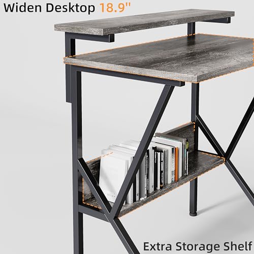 Small Desk with Adjustable Monitor Stand, Grey Y7740