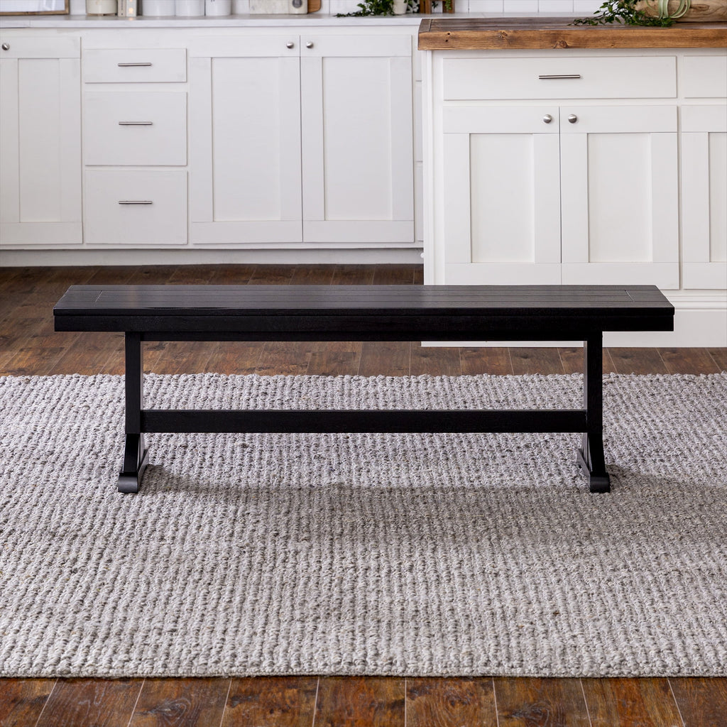 Antique Black Wood Bench H875