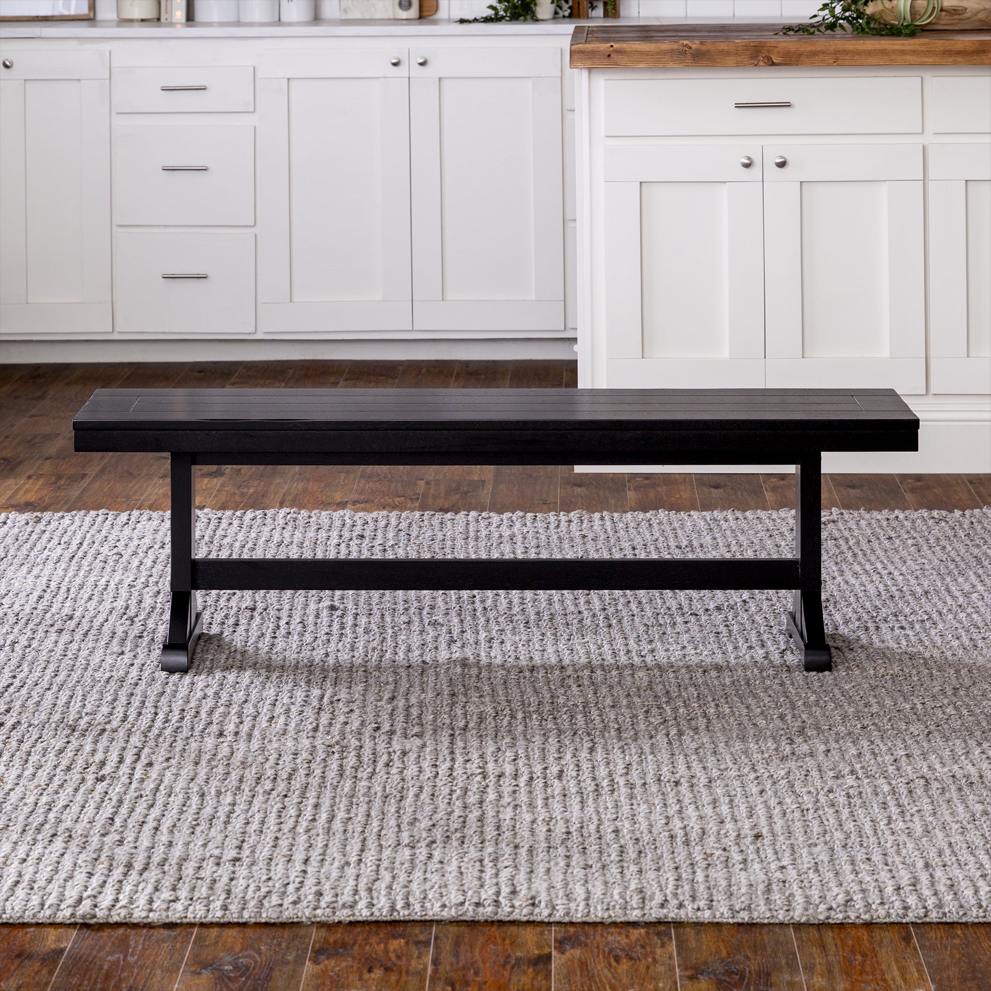 Antique Black Wood Bench H875