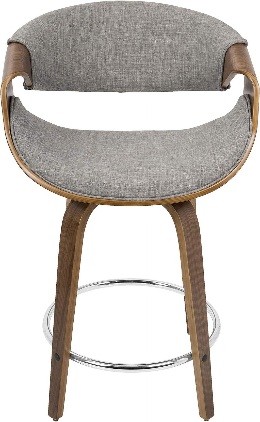 Set Of 2 Walnut Wood Light Grey Fabric Counter Stool W8782