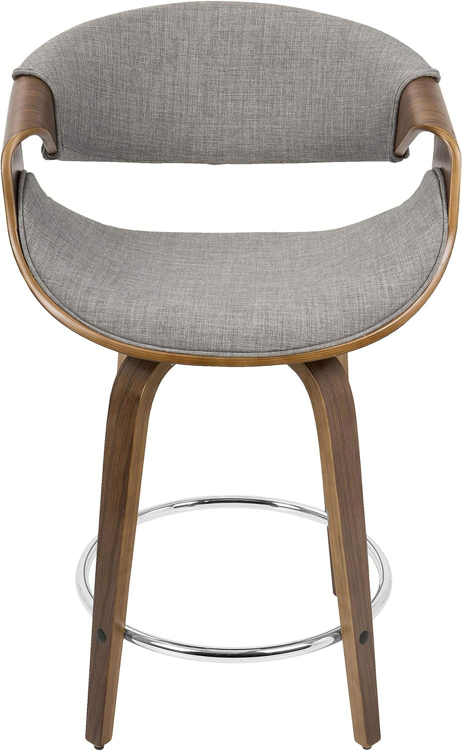 Set Of 2 Walnut Wood Light Grey Fabric Counter Stool W8782