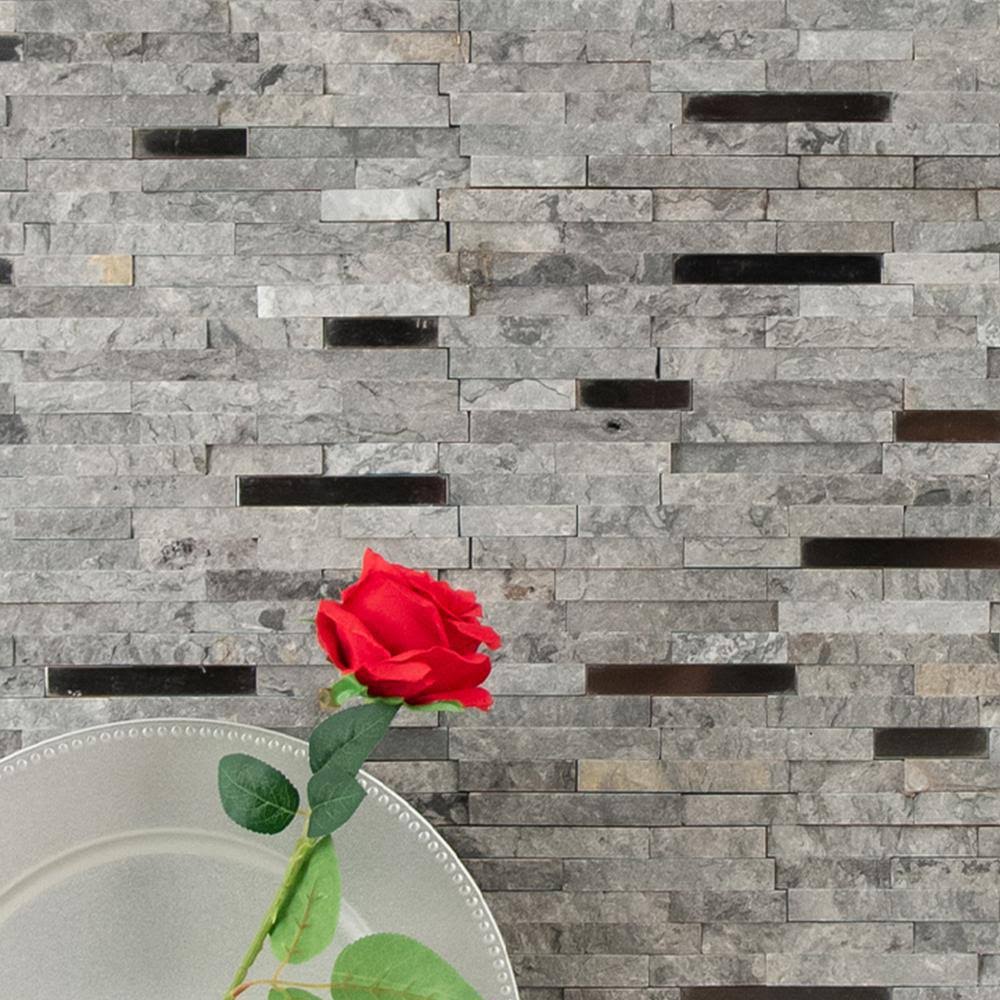 12 in. x 12 in. Matte Metal Stone Mesh-Mounted Mosaic Wall Tile V324827