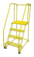 Tilt and Roll Steel Ladder 70in. H. Yellow A95031