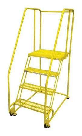Tilt and Roll Steel Ladder 70in. H. Yellow A95031