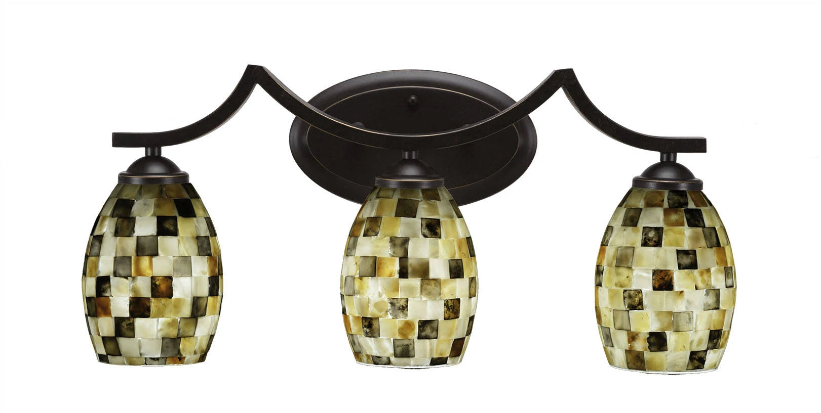 Three Light Bath Bar with Seashell Glass J75534