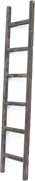 Rustic Farmhouse Decorative Ladder, 6 ft, 100% Recycled and Reclaimed Wood, Brown G1377