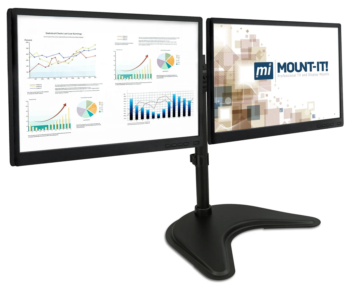 Free Standing Dual Monitor Stand for Two 19-27 Inch Computer Screens D4564