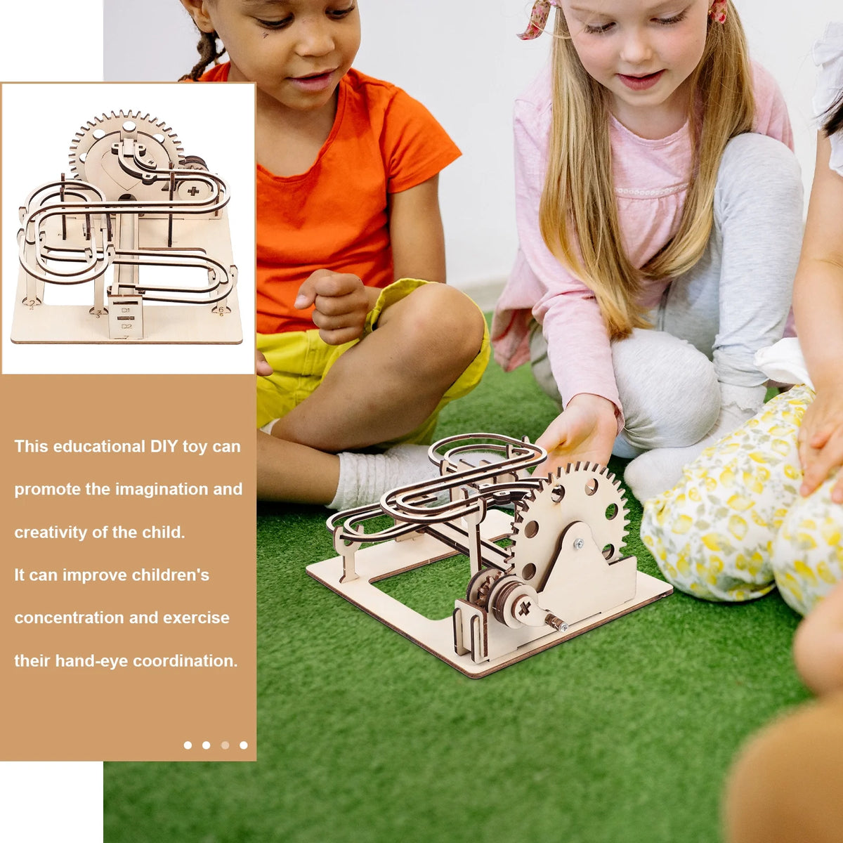 3D Wooden Puzzles Marble Run Set DIY Roller Coaster Toys Mechanical Model N626