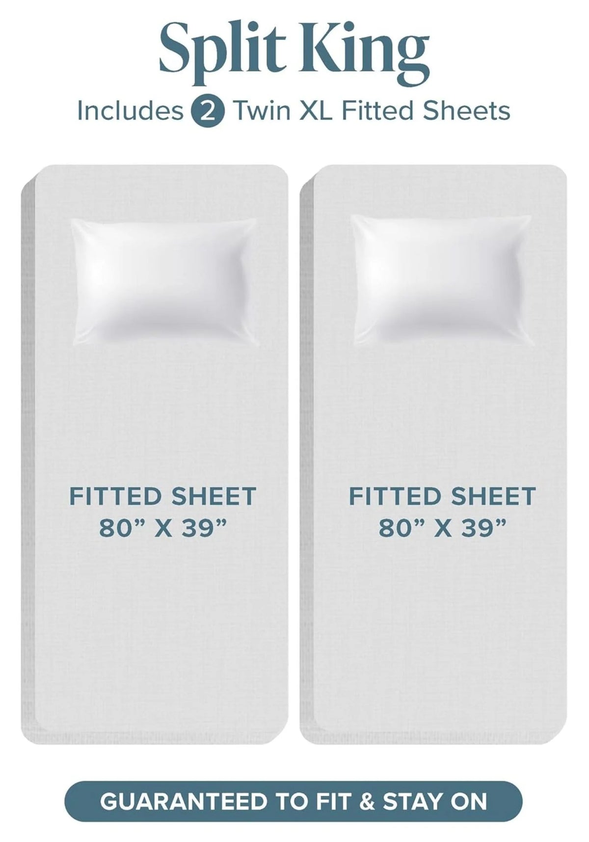 Split King 5 Piece Microfiber Bed Sheet Set with Deep Pockets F963