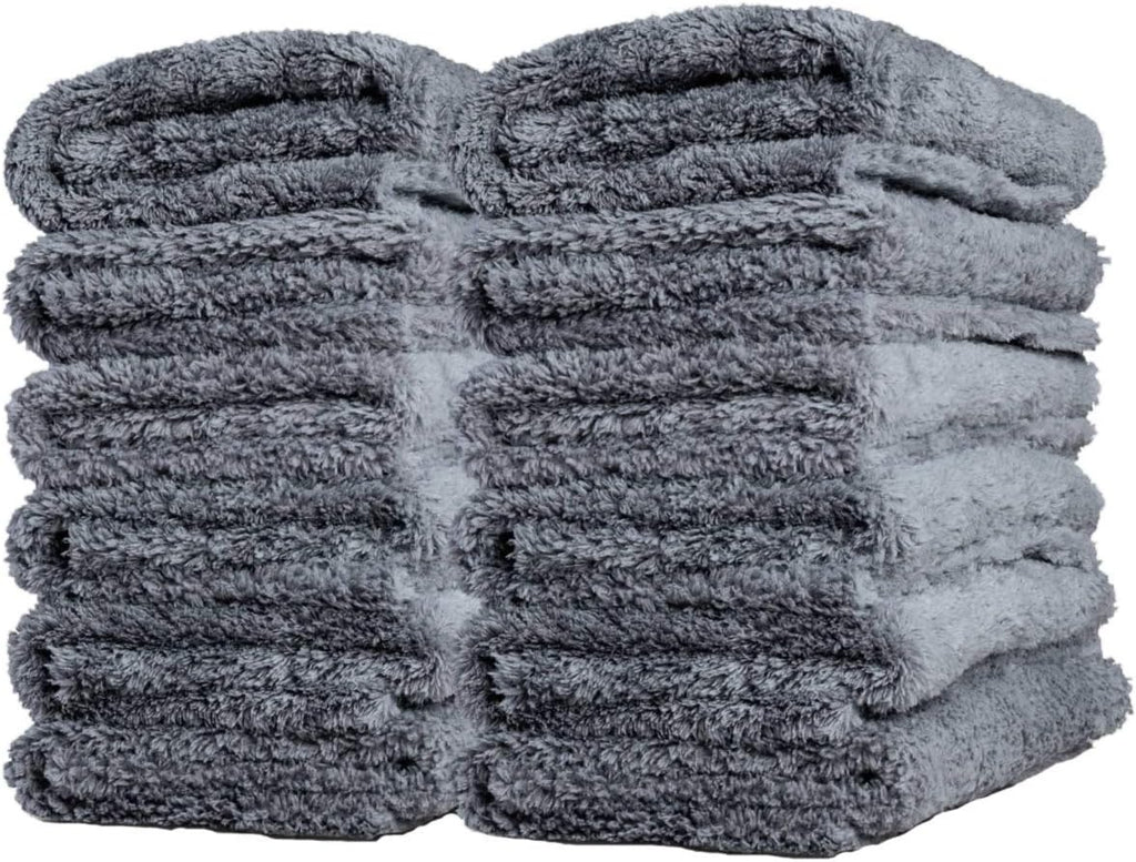 Grey Edgeless Microfiber Towel 480gsm 16 x 16 inches 12 Pack K3327