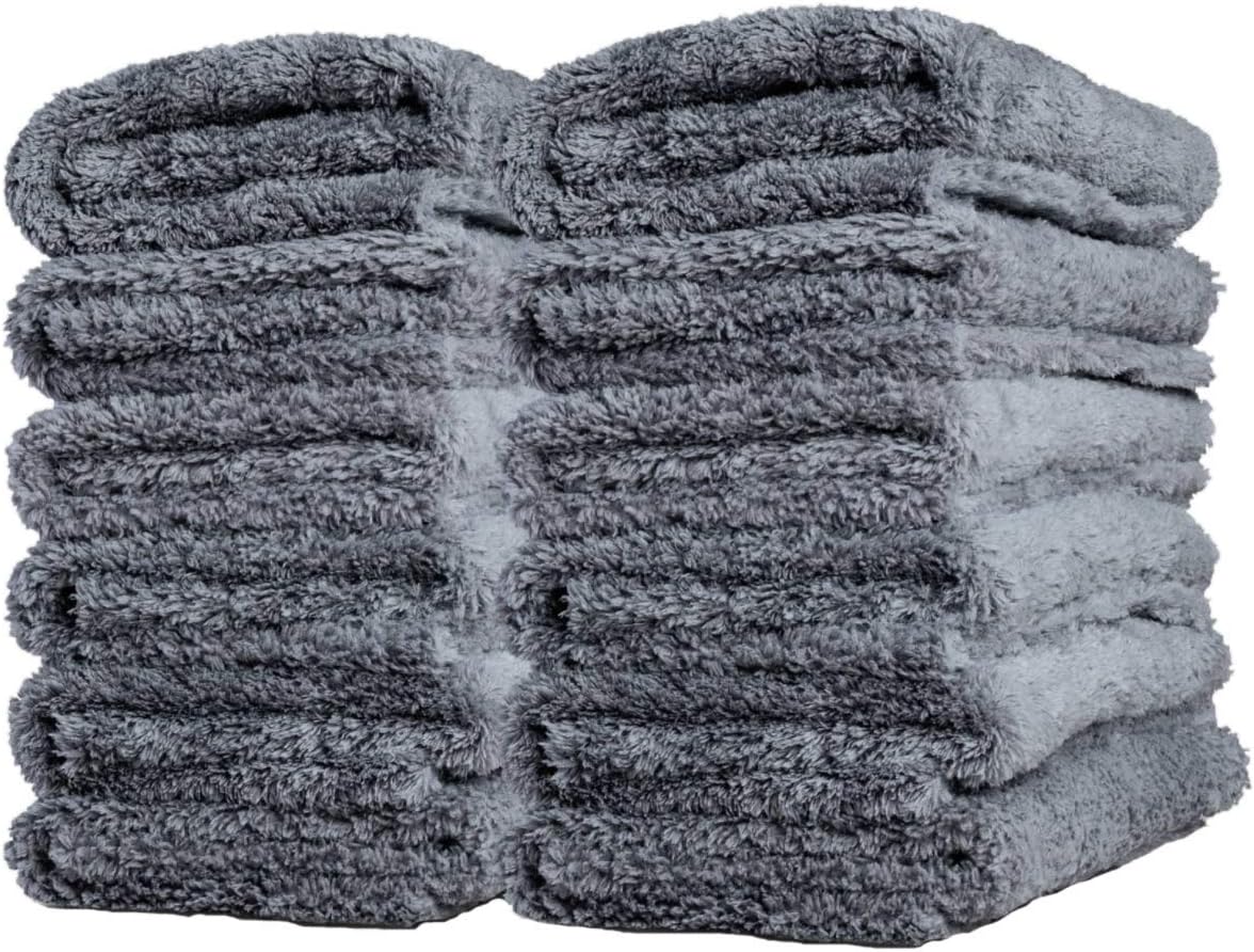 Grey Edgeless Microfiber Towel 480gsm 16 x 16 inches 12 Pack K3327