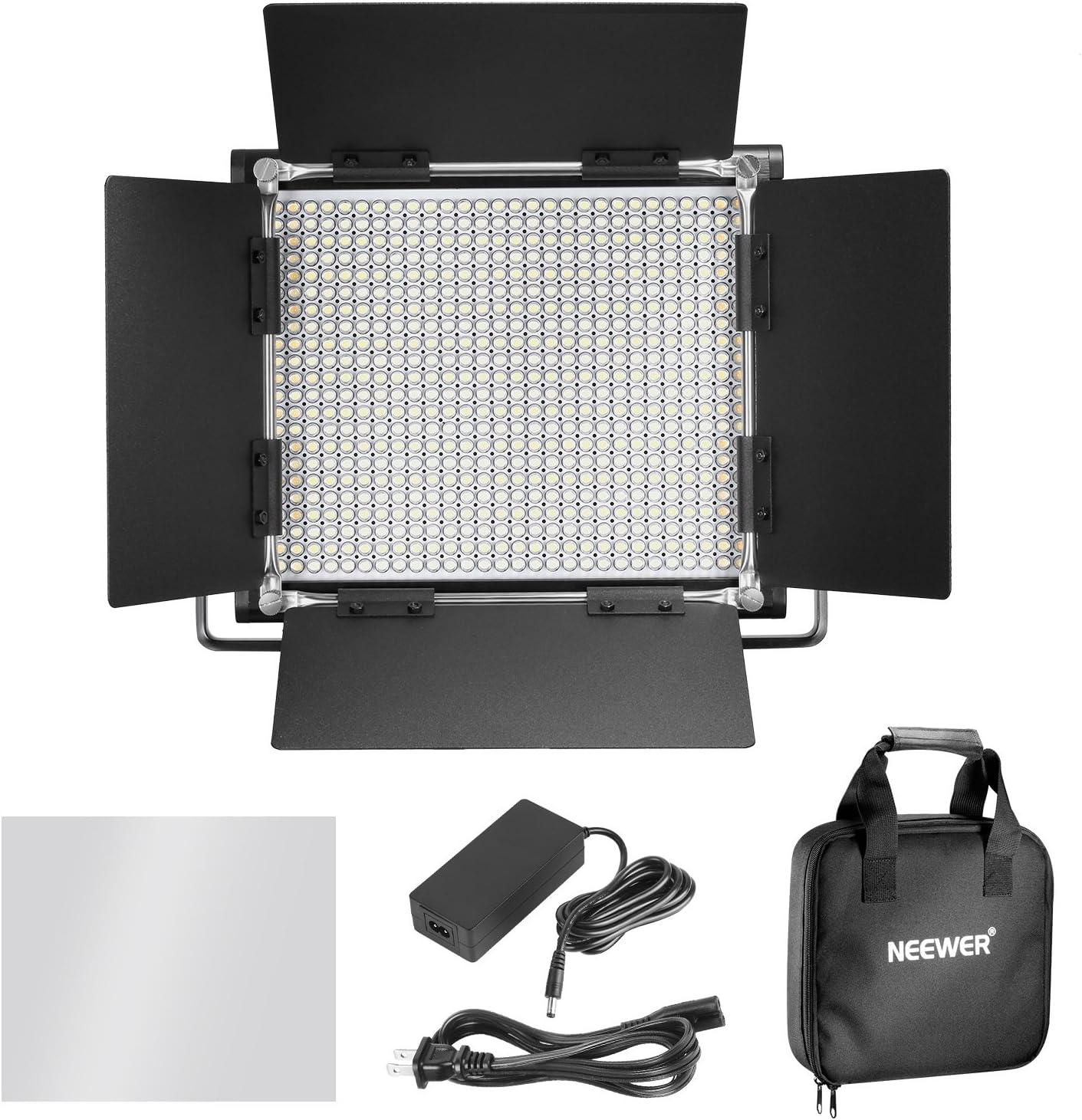 2 Pieces Bi-color 660 LED Video Light and Stand Kit with Barndoor F8952