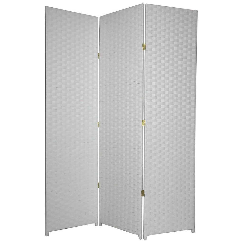 White 4 Panel Woven Fiber Room Divider K261862