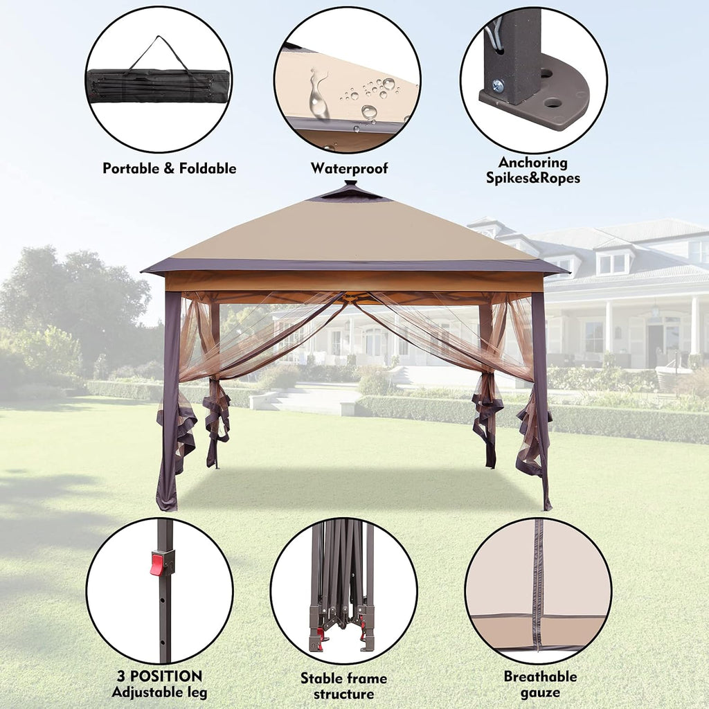 11X11 Pop Up Canopy Tent with Mosquito Netting S97440