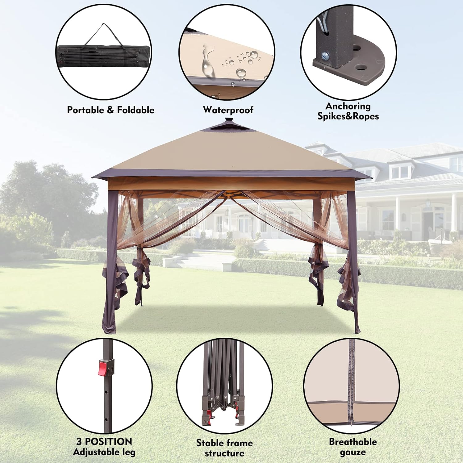 11X11 Pop Up Canopy Tent with Mosquito Netting S97440