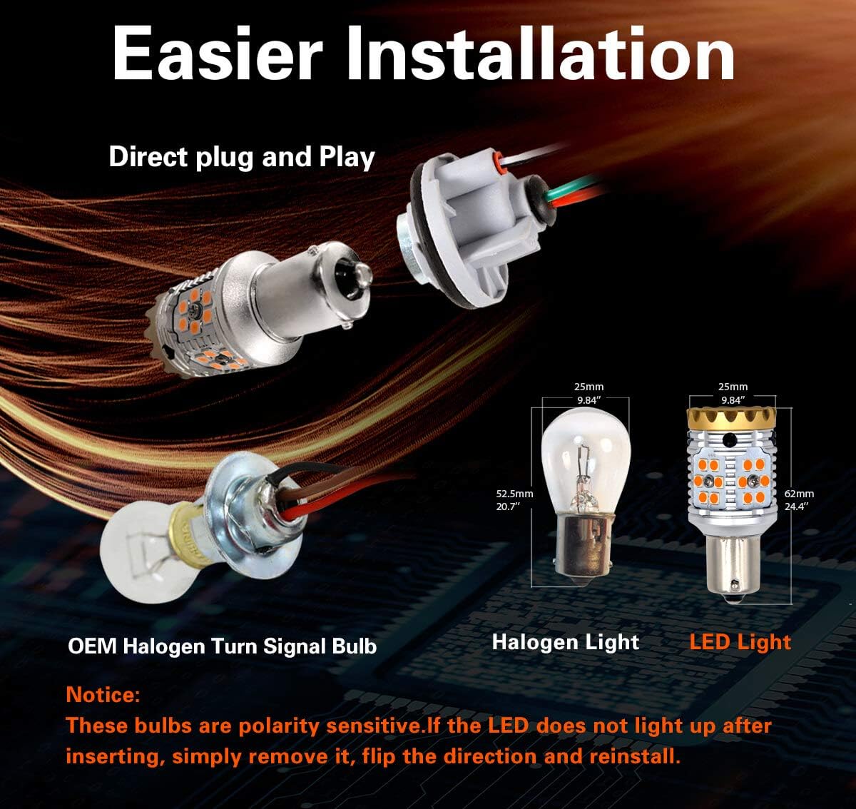 Amber 1156 LED Turn Signal Light Bulb (Pack of 2) X120073