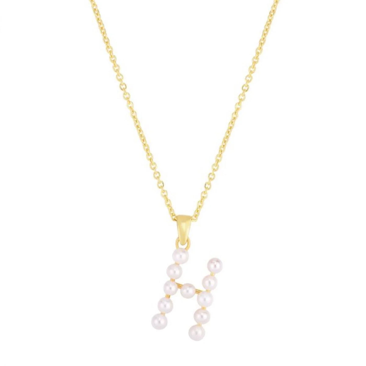 14K Yellow Gold Cultured Pearl Initials Letter Pendant Necklace 18" C89713