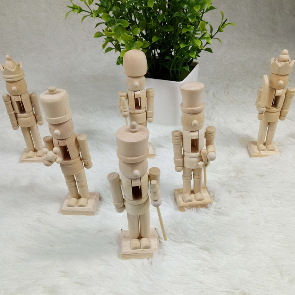 2 Pcs Wooden White Embryo Walnut Soldier Model Toys V9299
