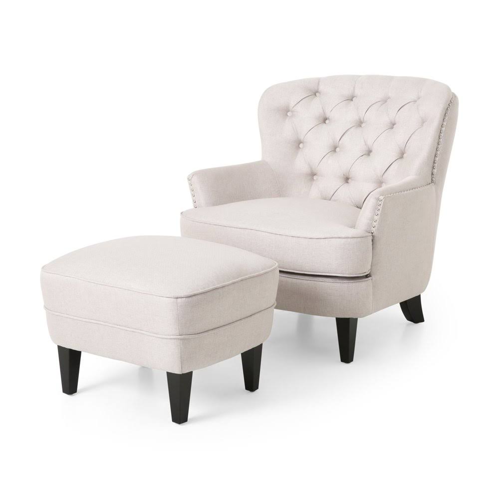 Tufted Club Chair and Ottoman Gray P732489