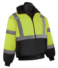 Hi Vis Class 3 Insulated Reflective Winter Work Jacket with Quilted Liner, Black Bottom, XLARGE U215